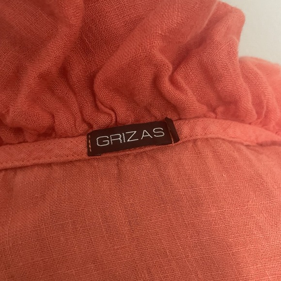 GRIZAS Sz L Orange 100% Linen Sleeveless Tiered Ruffle Summer Tank Dress - Picture 9 of 10